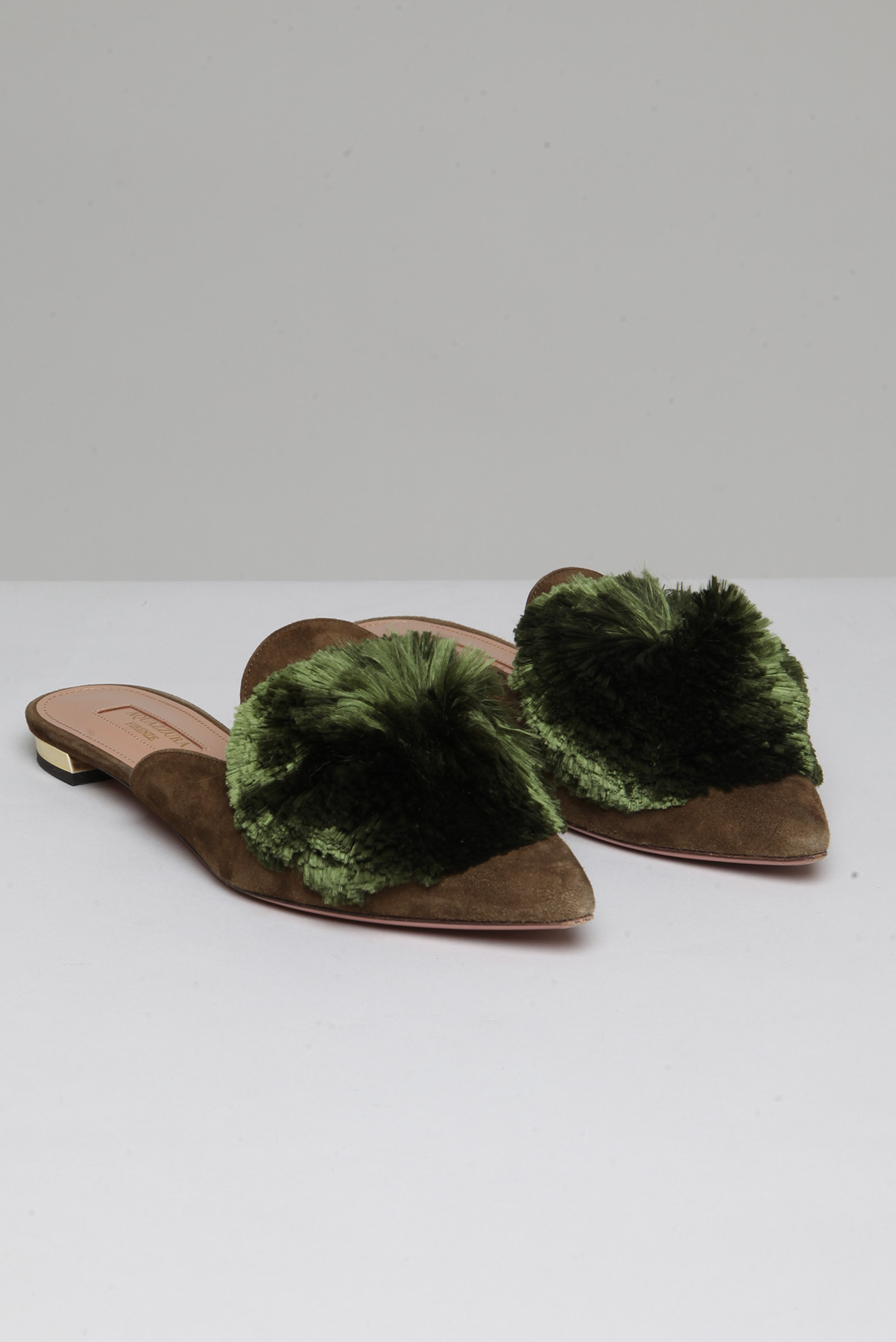Rasteira Aquazzura Mule com Aplicação Verde