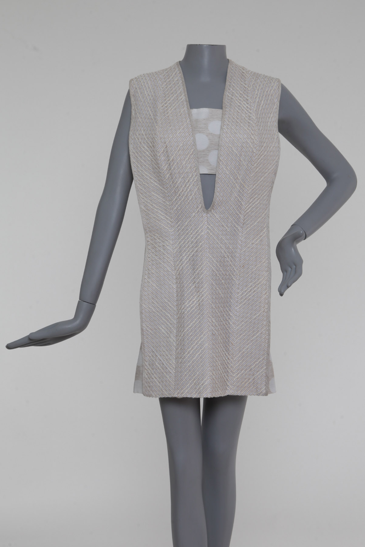 Vestido Framed Mini com Top Bege