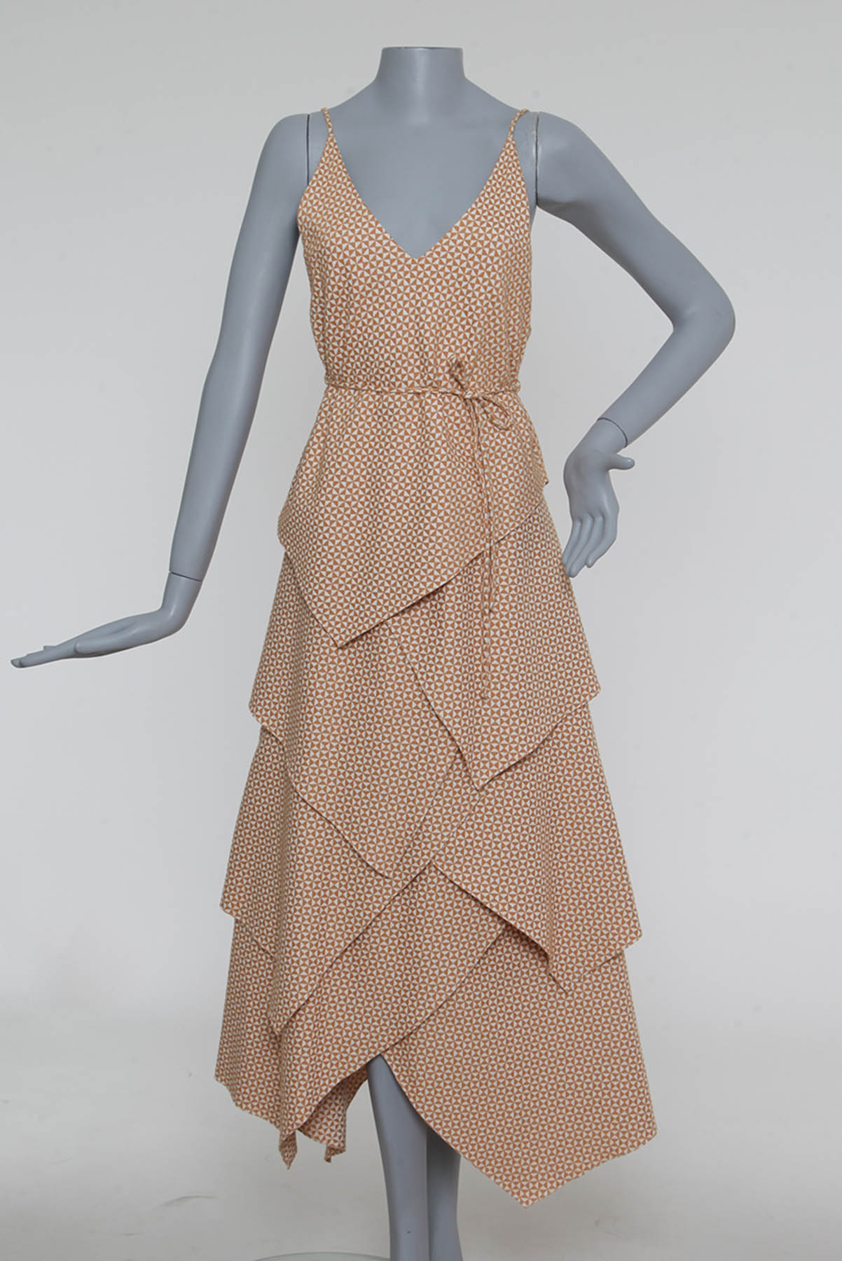 Vestido A. Niemeyer Longo de Alças Caramelo