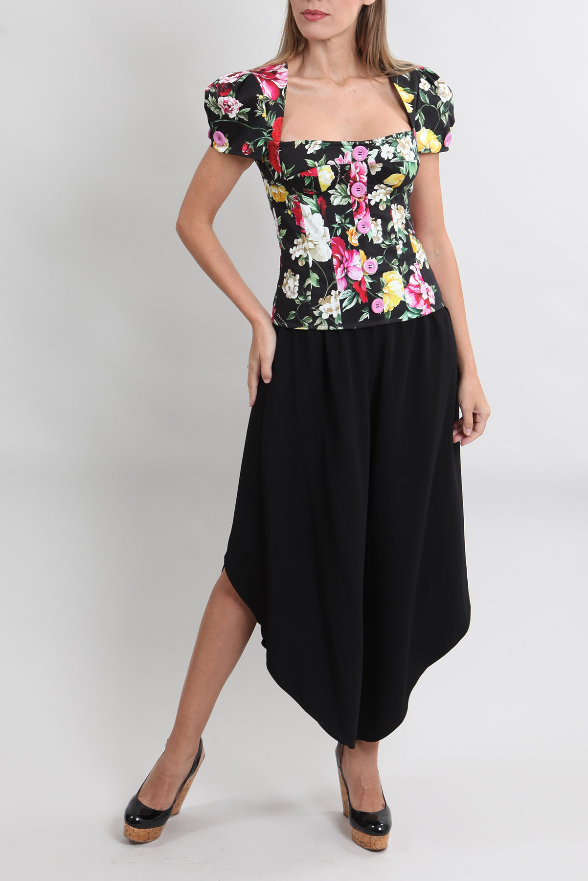Blusa Dolce & Gabbana Decote Quadrado Floral Estampado