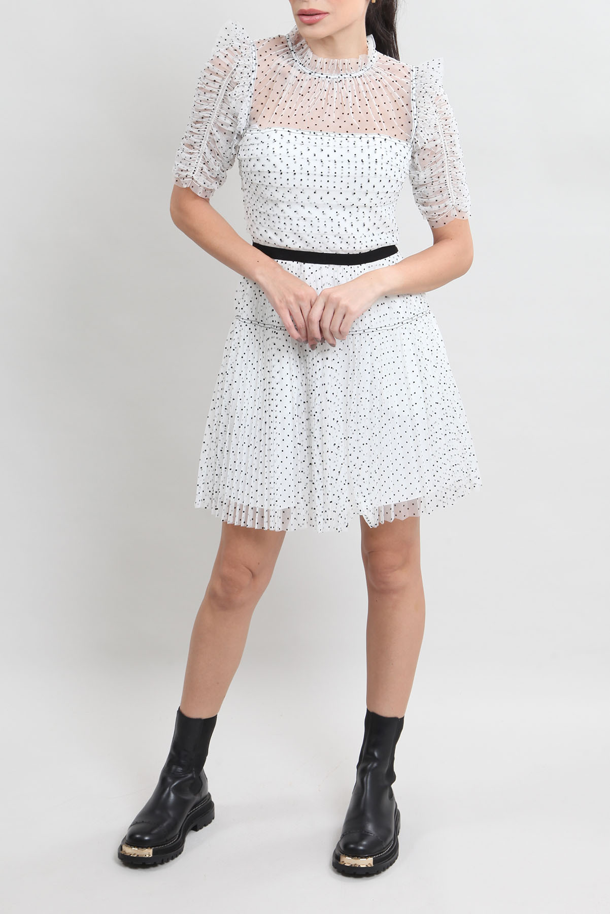 Vestido Self-Portrait Tule com Bordados Branco
