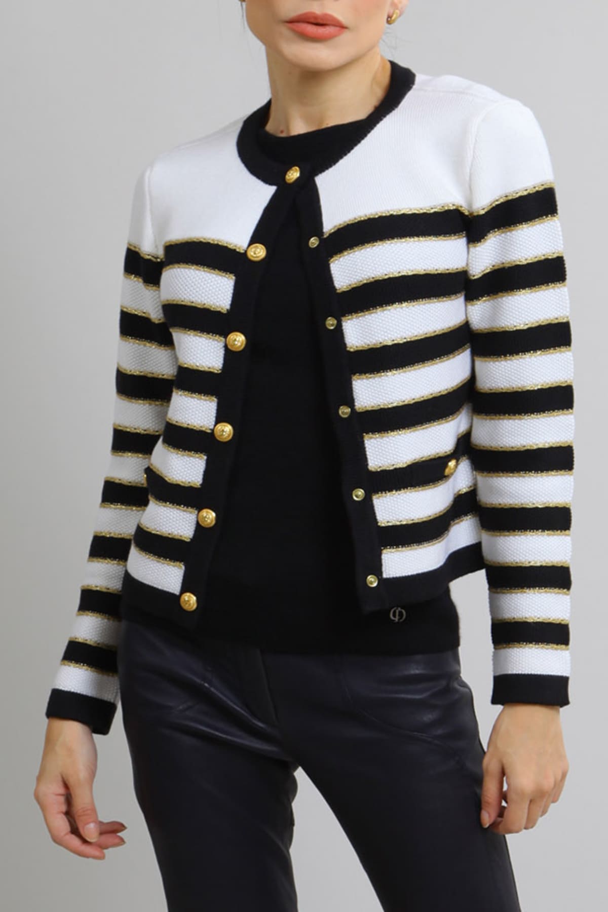Casaqueto Balmain Tricô com Lurex Listrado