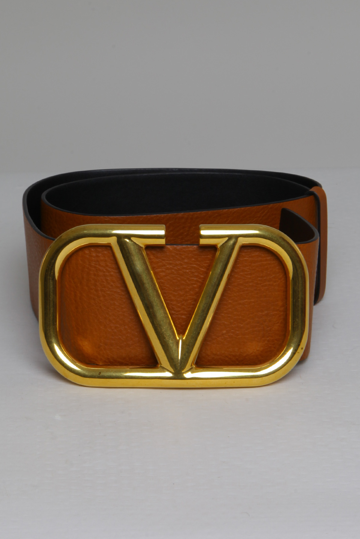 Cinto Valentino Couro com Logo Bicolor