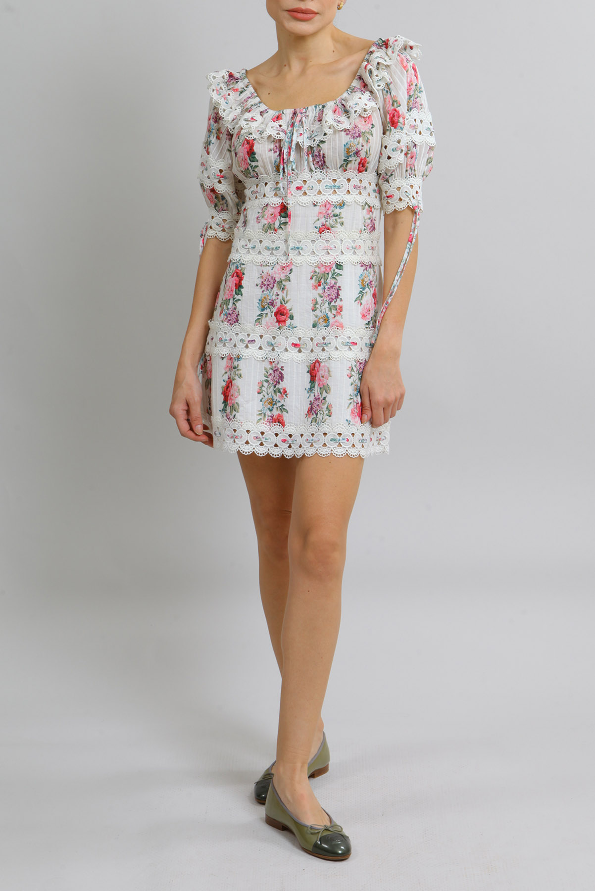 Vestido Zimmermann Mini Floral e Laise Colorido