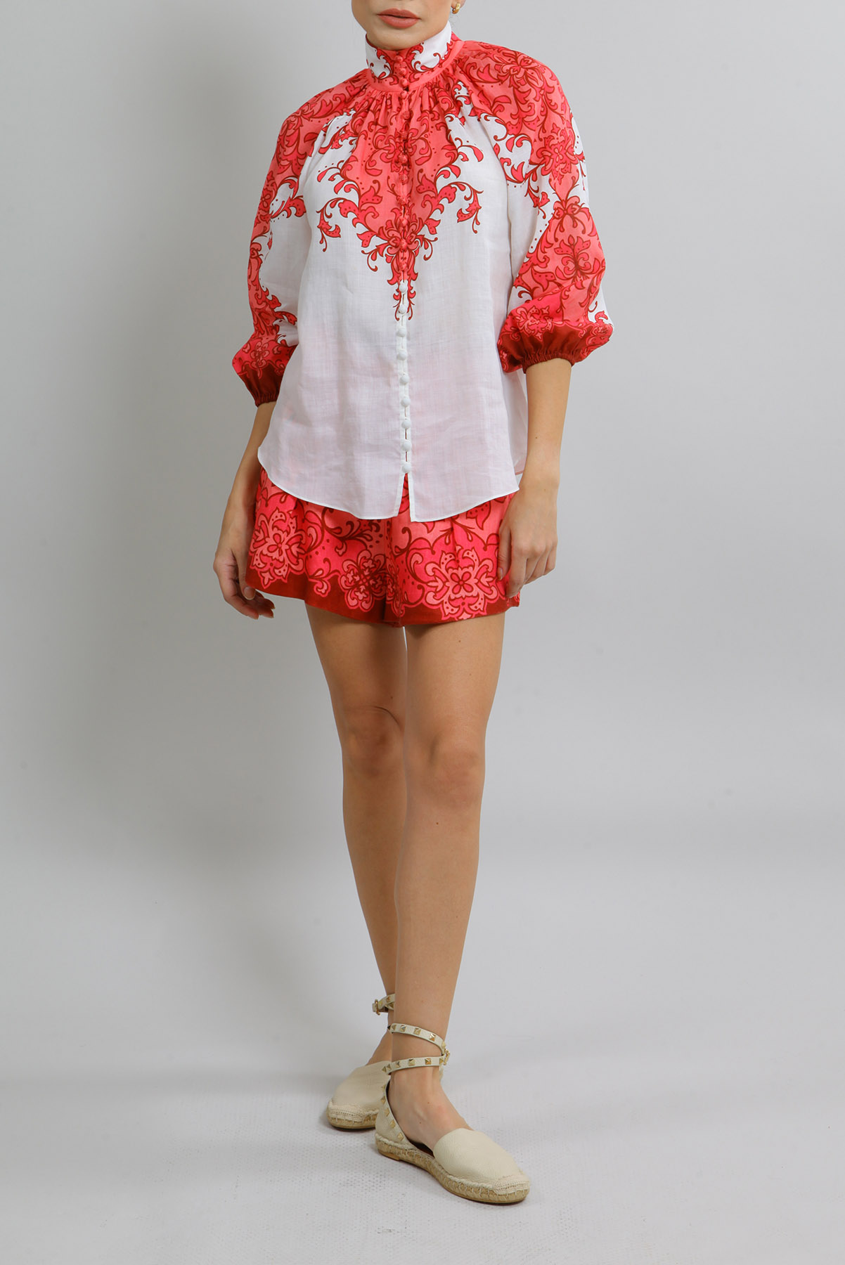 Conjunto Zimmermann Linho Arabescos Rosa
