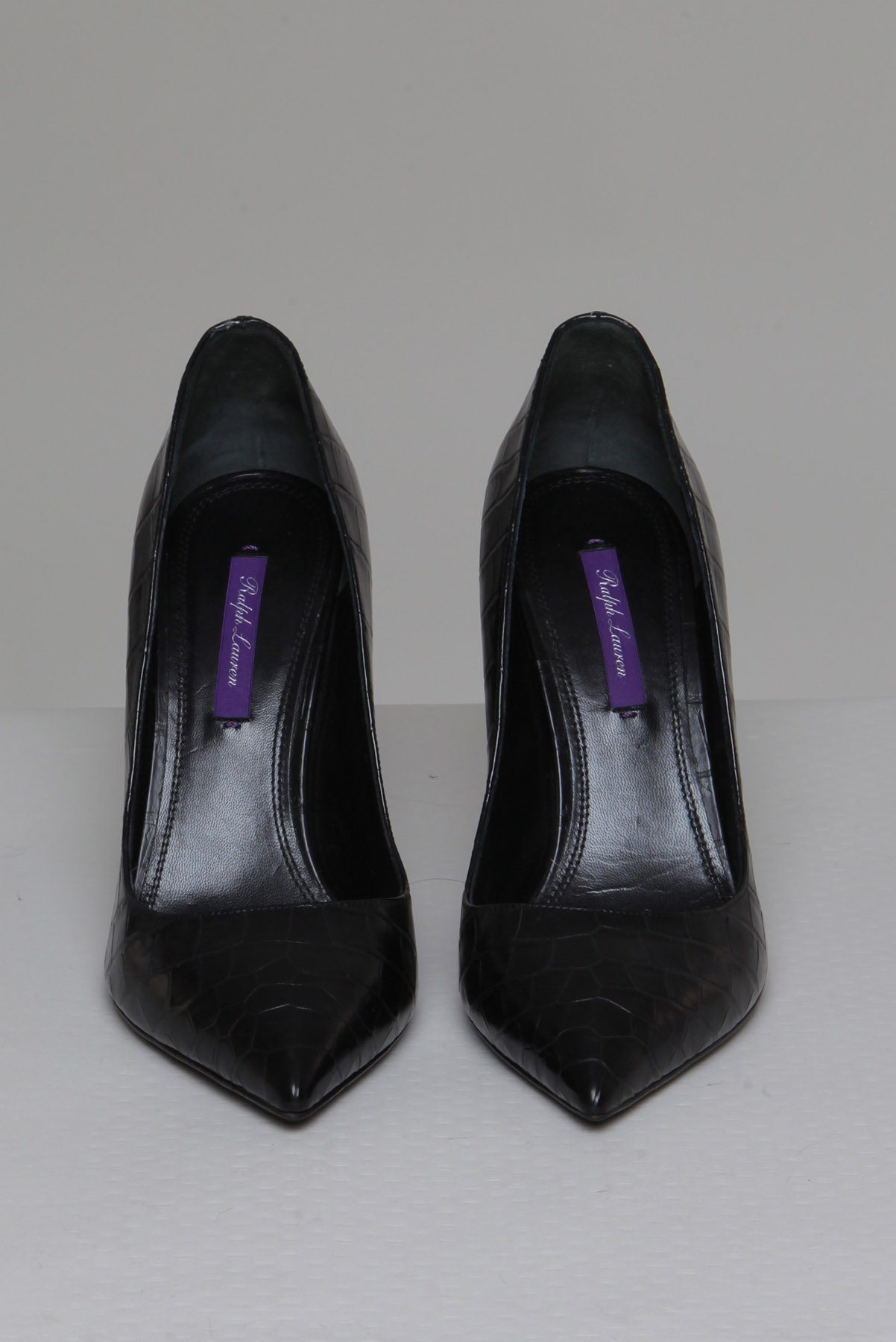 Sapato Ralph Lauren Scarpin Couro Prensado Preto