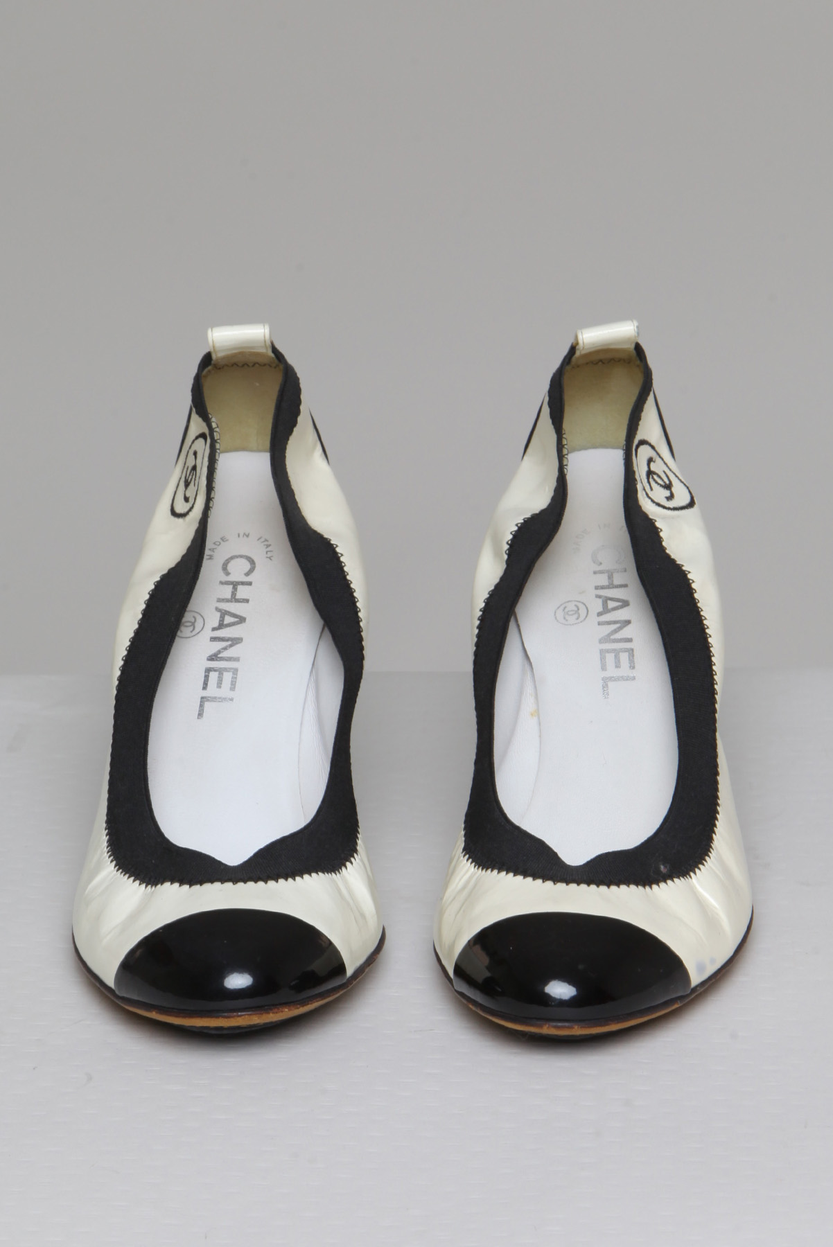 Sapato Chanel Scarpin Elástico Bicolor