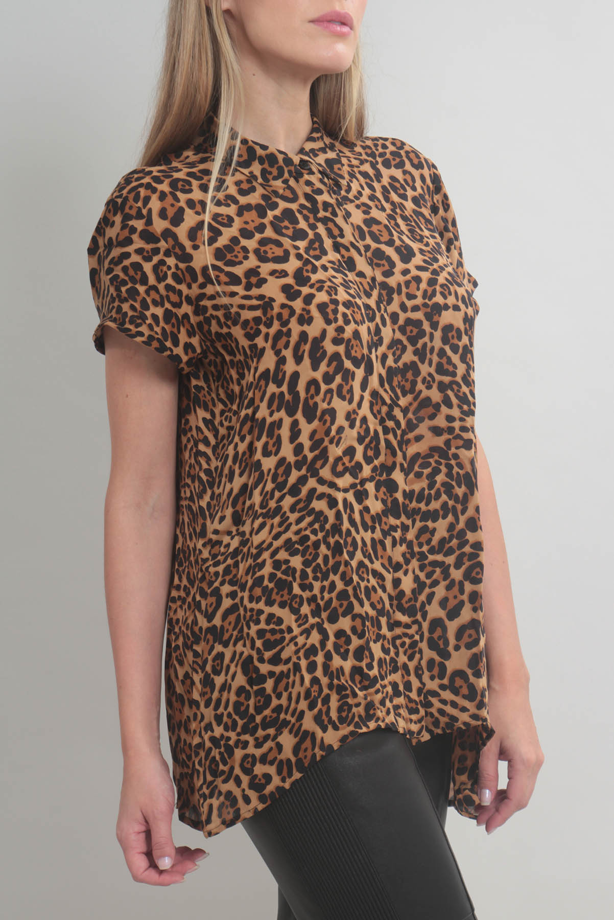 Camisa Gucci Animal Print Seda Marrom