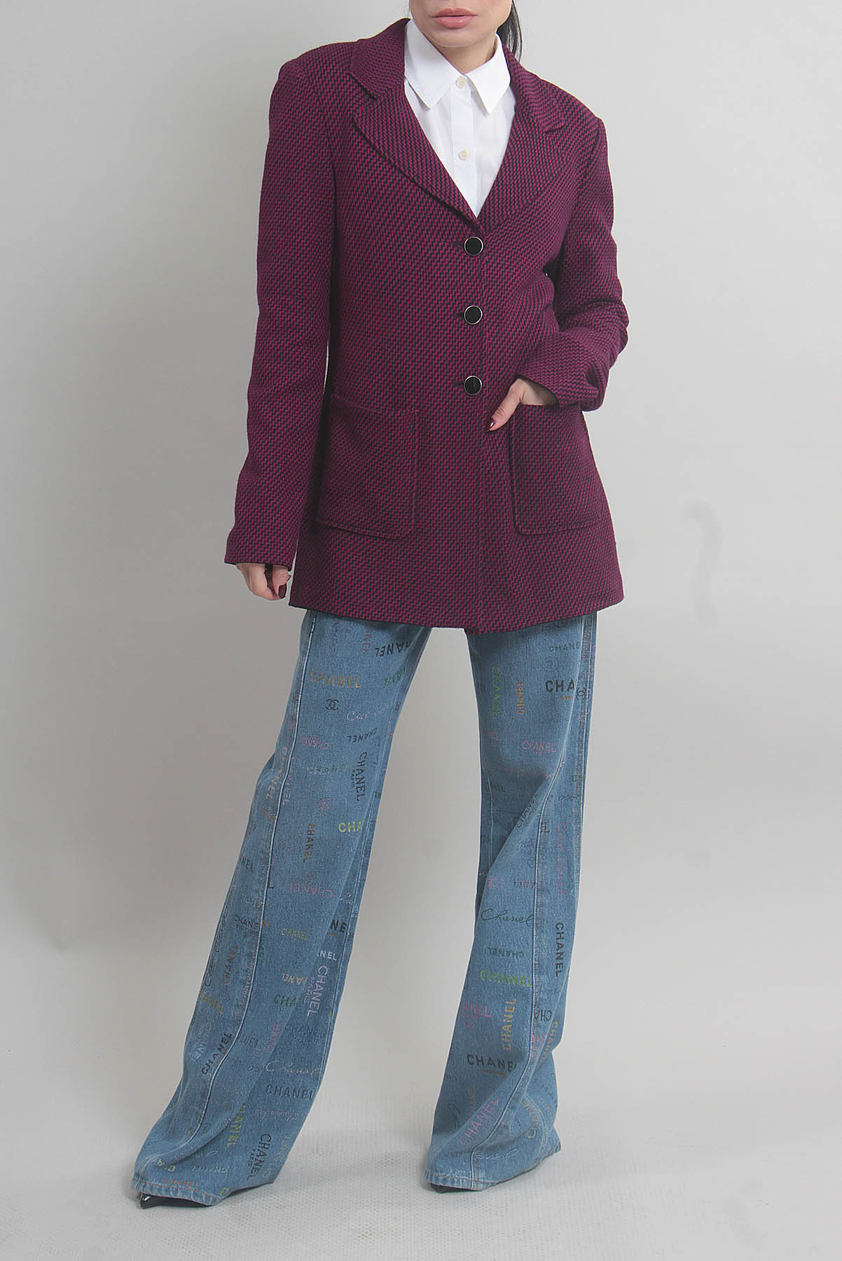Blazer St John Tricô Alfaiataria Pink