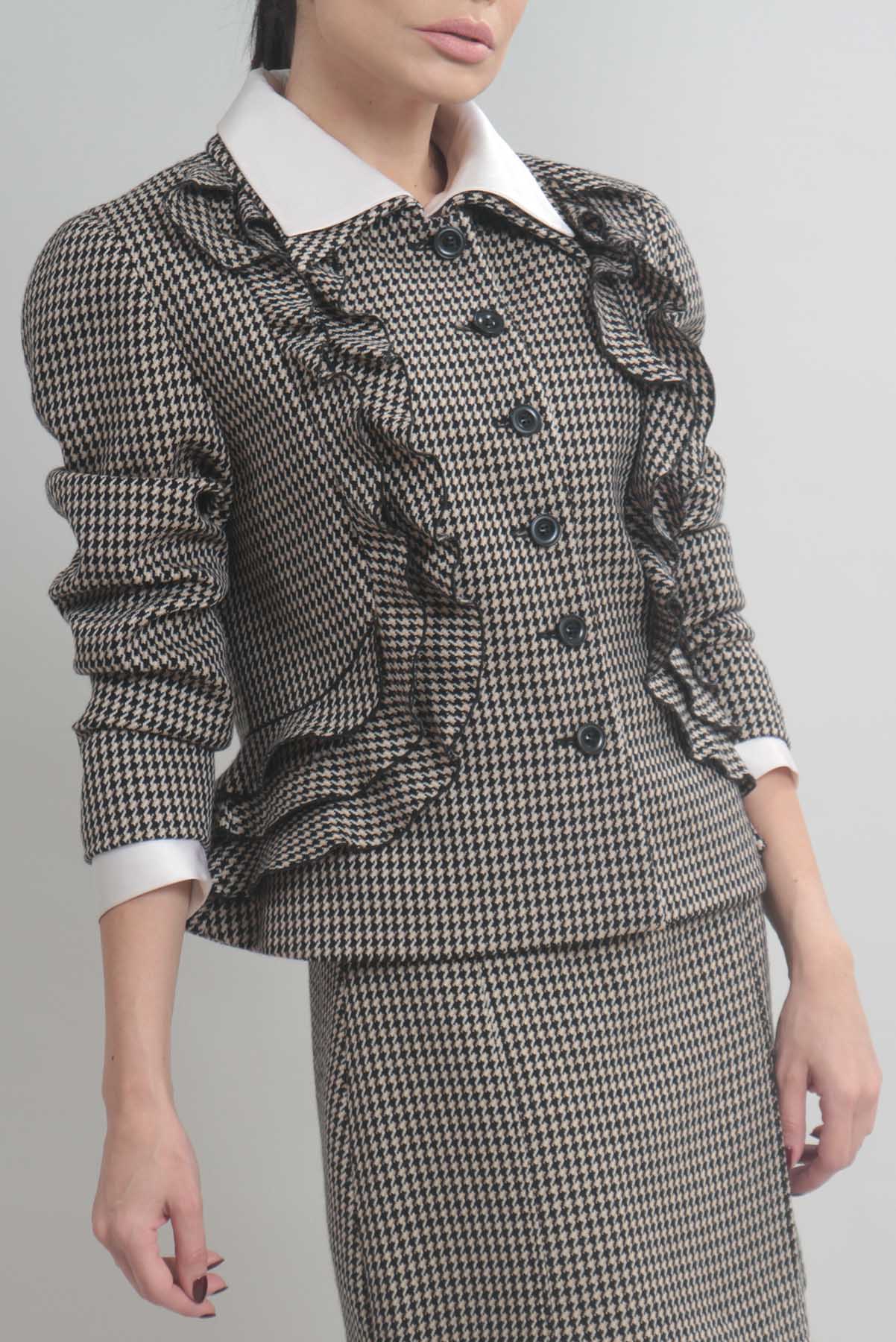 Blazer Valentino Lã Peid de Poule Bicolor