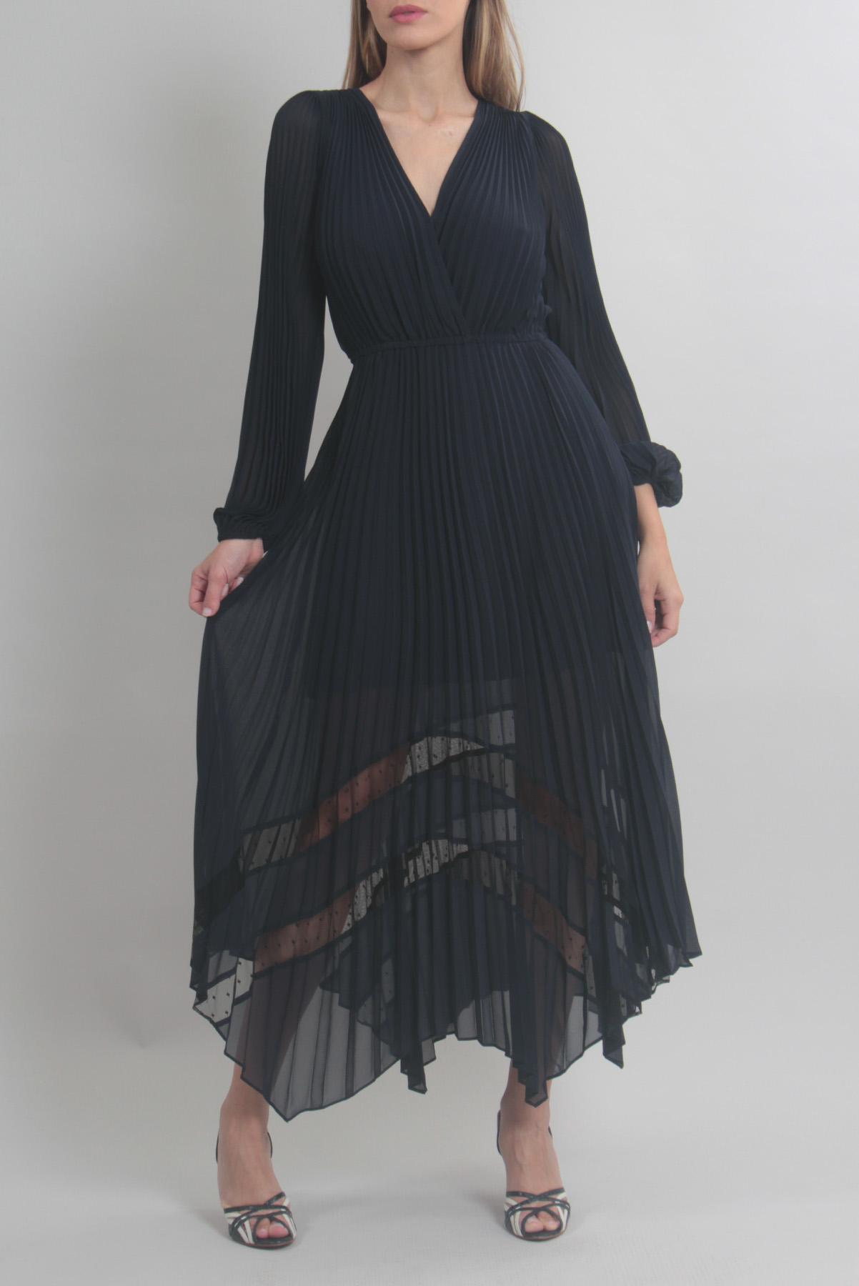 Vestido Achados da New Plissado Azul