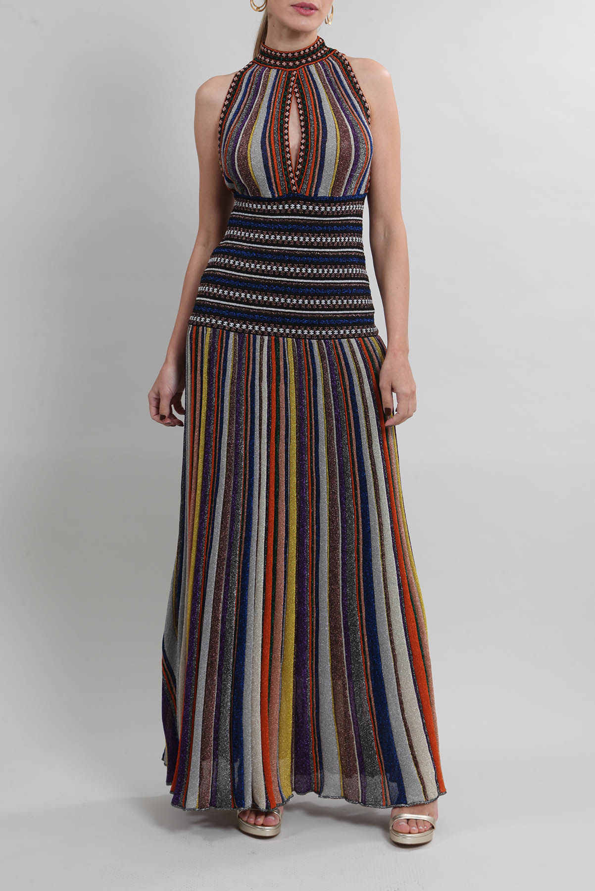 Vestido Missoni Tricô Lurex Colorido
