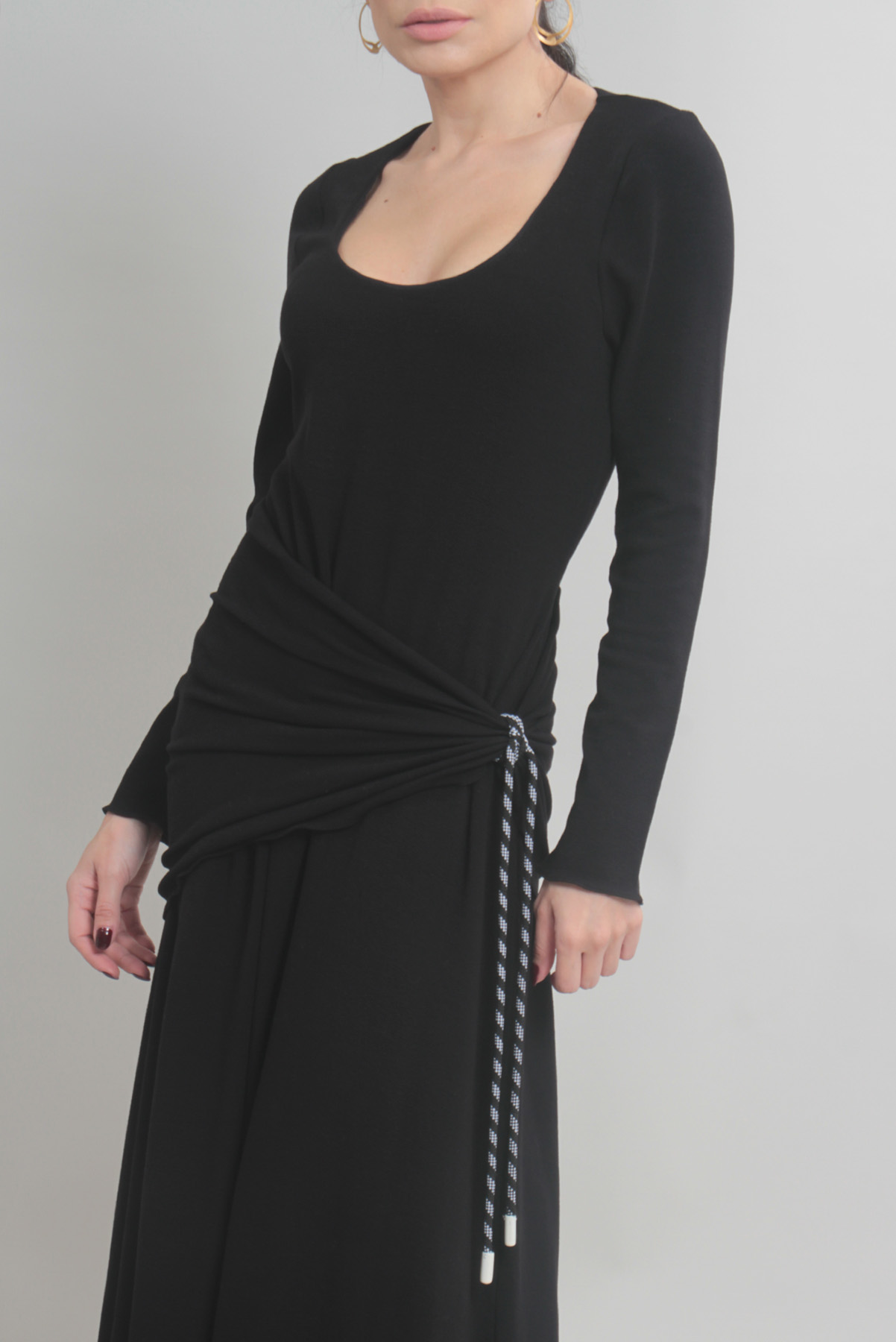 Vestido Cris Barros Malha com Recortes Preto