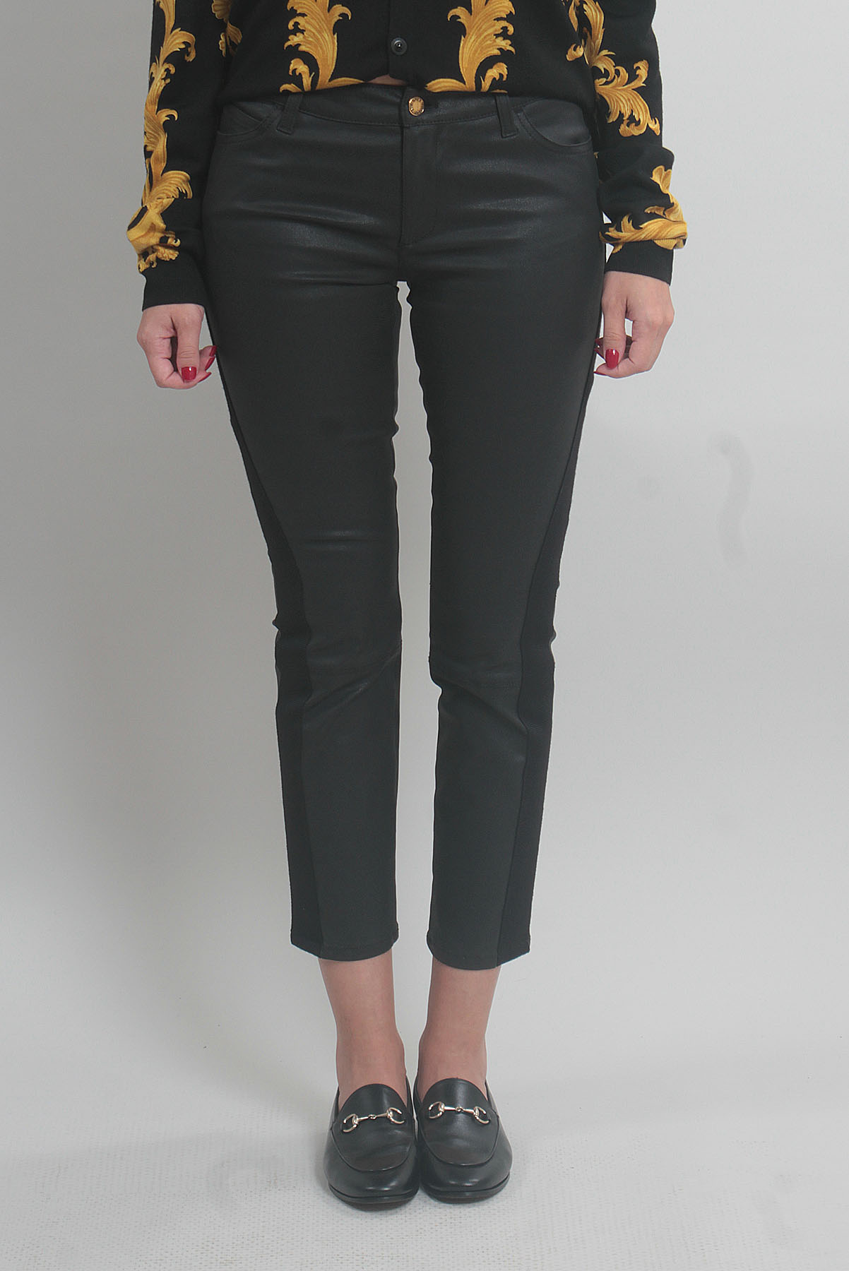 Calça Louis Vuitton Resinada com Stretch Preta