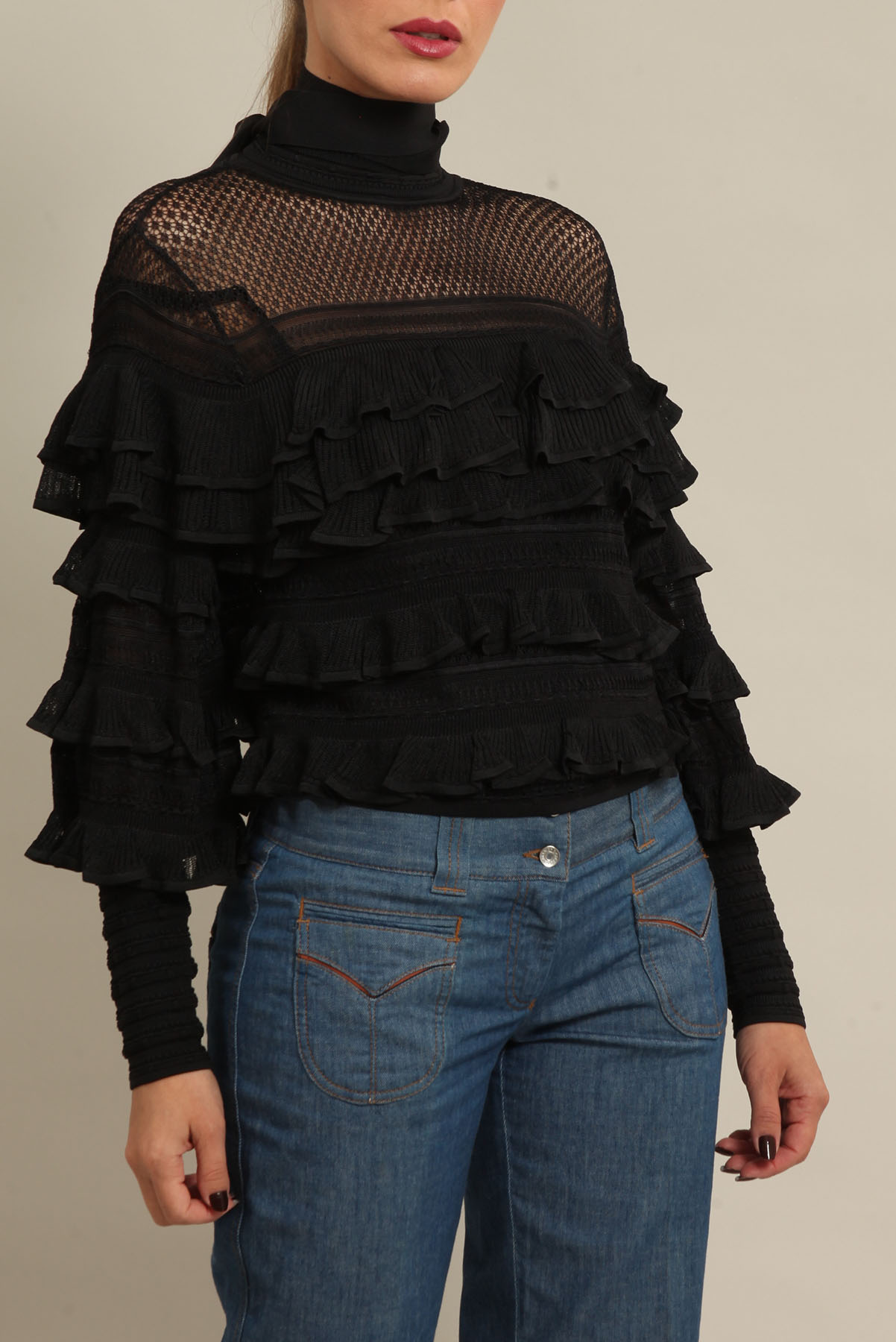 Blusa Zimmermann Babados Tricô Preta
