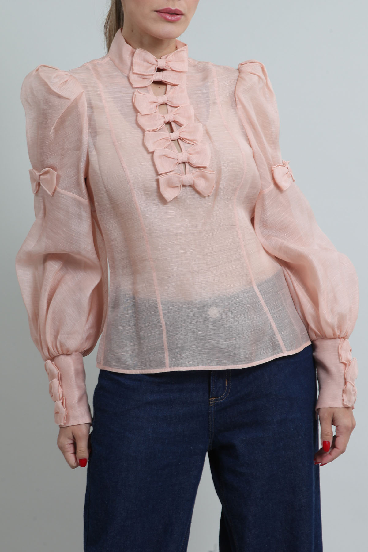 Camisa Zimmermann Linho e Laços Rosa