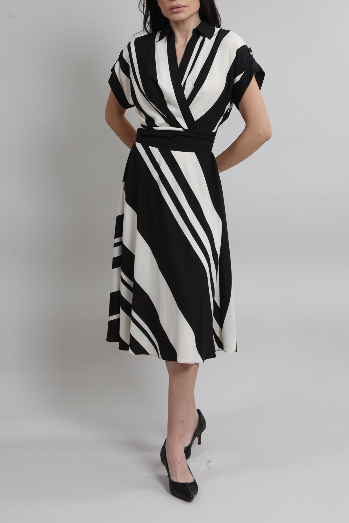 Vestido Ralph Lauren Midi de Seda Bicolor