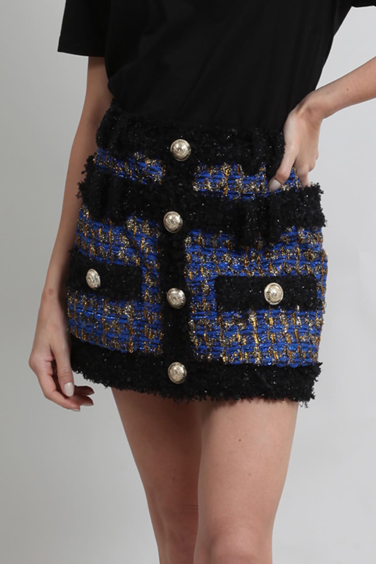 Saia Balmain Mini Tweed com Lurex Bicolor
