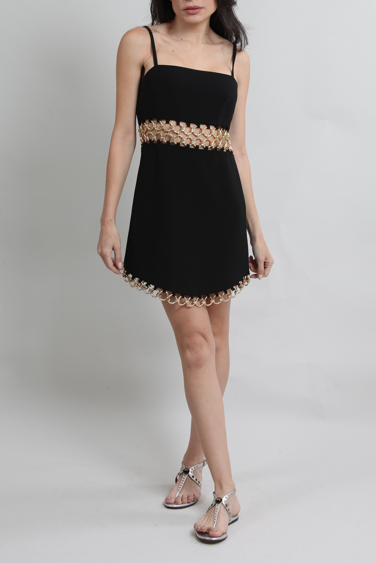 Vestido Alexis Mini Recortes Correntaria Preto