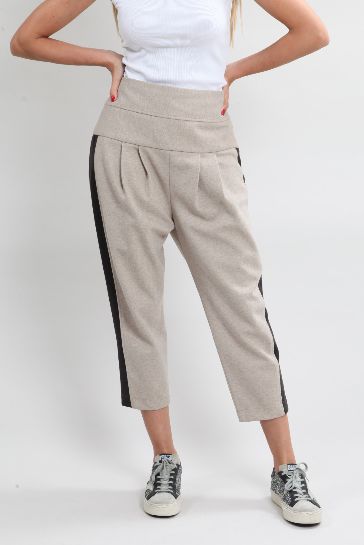 Calça A. Niemeyer Lã Bege Bicolor