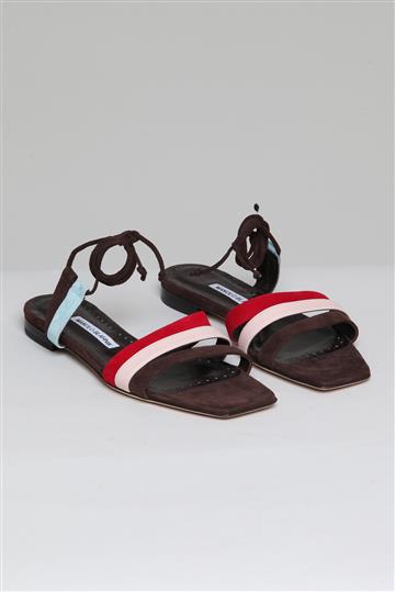 Flat Manolo Blahnik Olientamu Tricolor Marrom