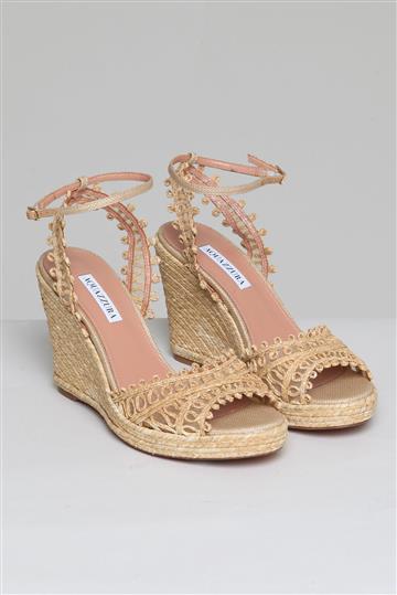 Spadrille Aquazzura Kahlo 105 Ráfia Bege