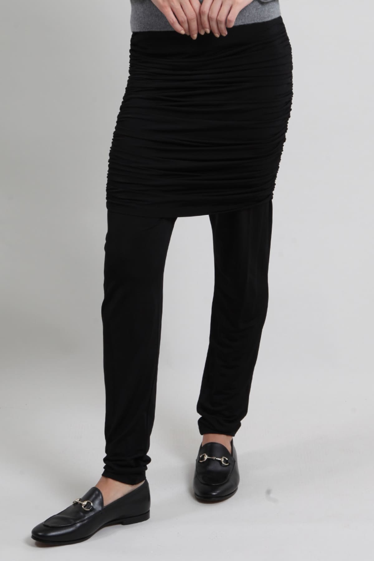 Calça Cris Barros Legging Suplex Franzido Preto