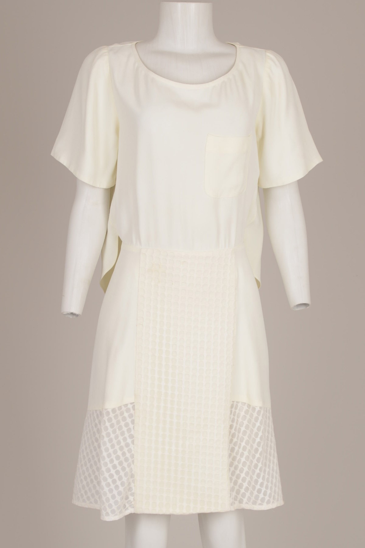 Vestido Cris Barros Detalhes Saia Creme