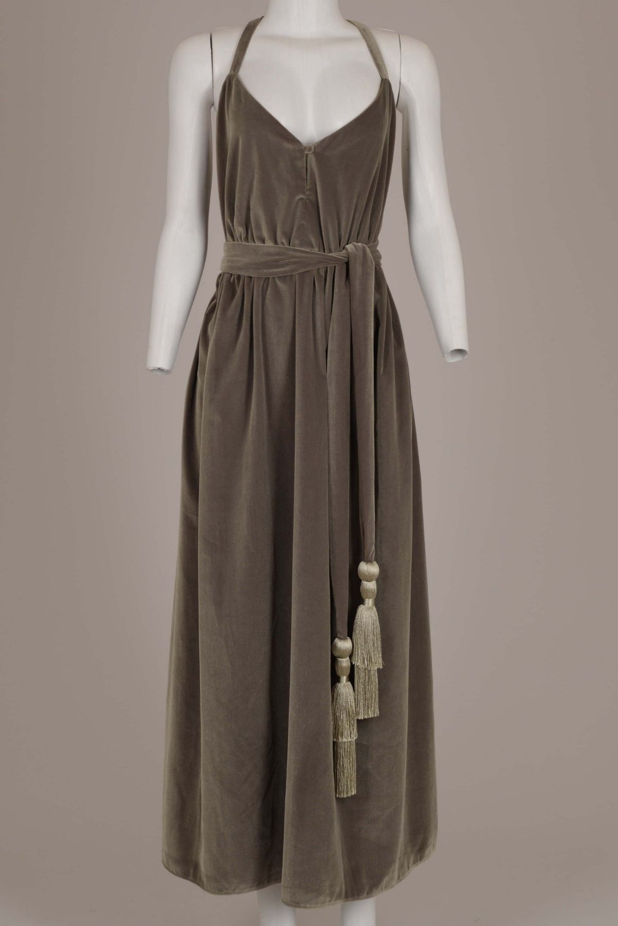 Vestido Cris Barros Longo Veludo de Alças Verde