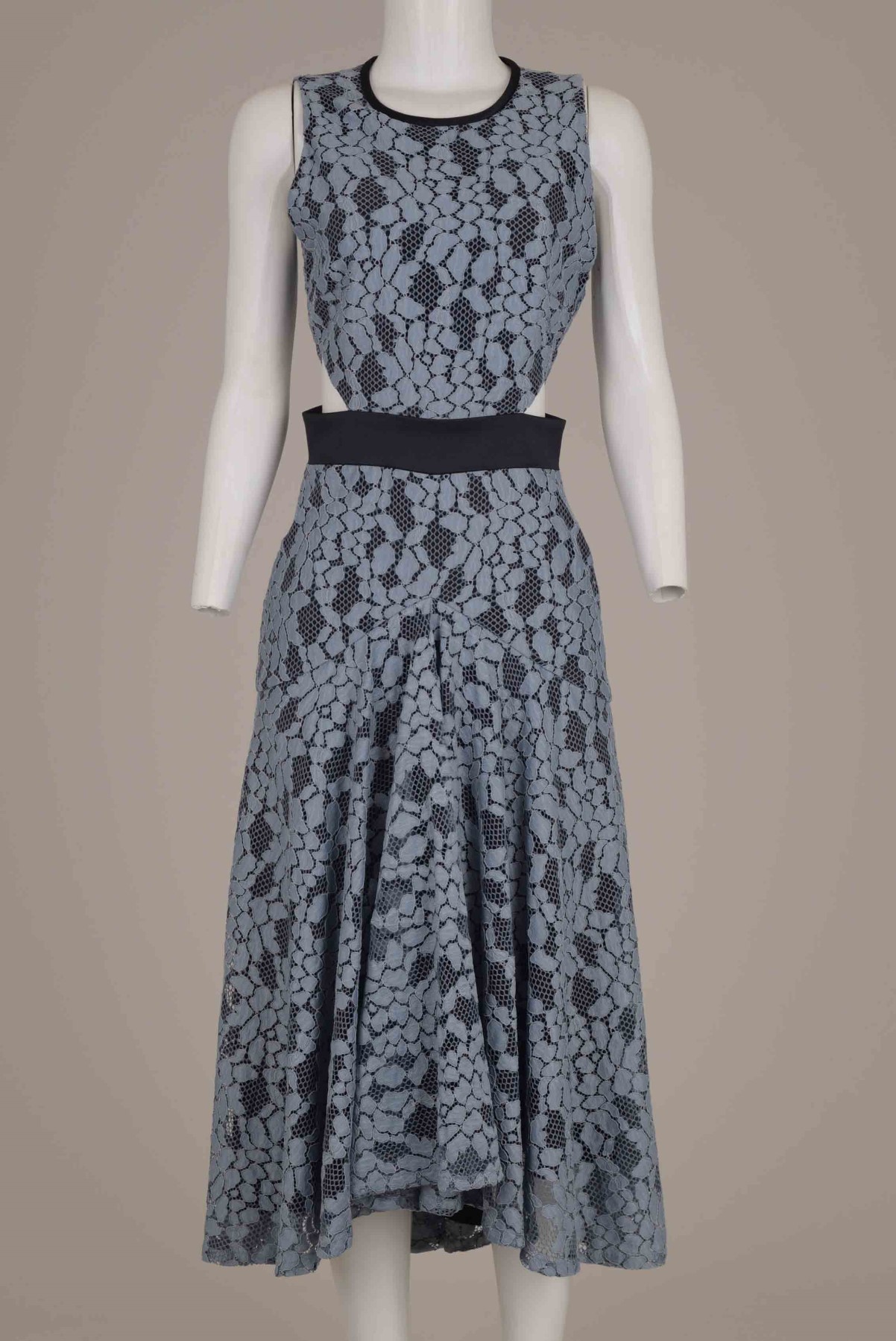 Vestido Alexis Recorte Renda Cinza
